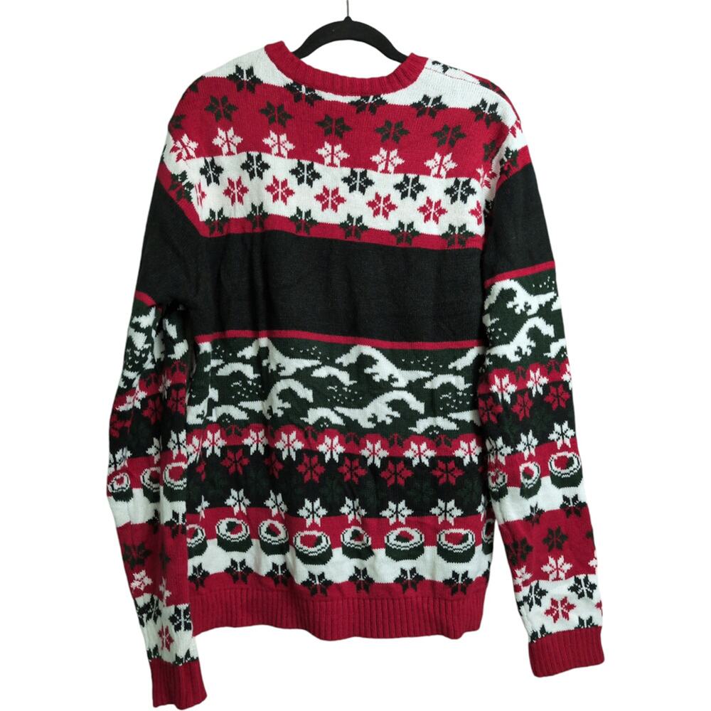 Blizzard Bay Red Ugly Christmas Sumo Santa Sushi Crew Neck Sweater Size XL - Picture 3 of 7